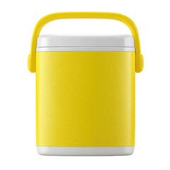 Yellow cooler with white top and handle