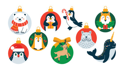 Festive Ornaments: A charming array of whimsical ornaments, each showcasing a unique creature in cheerful attire, perfect for spreading holiday cheer and capturing the spirit of winter.