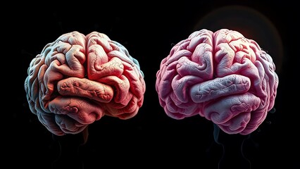 hemisphere. Abstract artistic representation of brain hemispheres contrasting creativity and logic through textures. wellbeing guides.