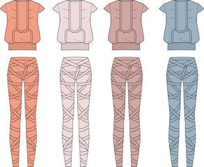 Athleisure Outfit Lineup Top and Bandage Leggings in Various Colors