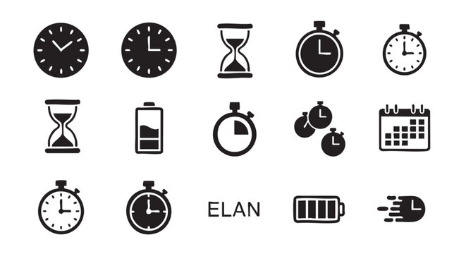 Time management icons collection black simple illustration graphic design