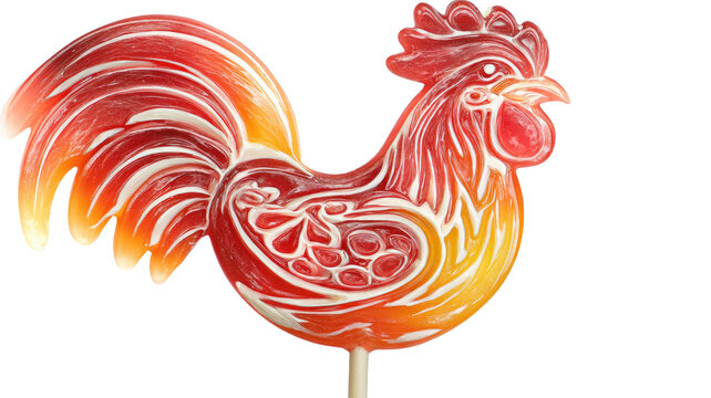 Colorful cartoon rooster or cockerel vector illustration isolated on white background