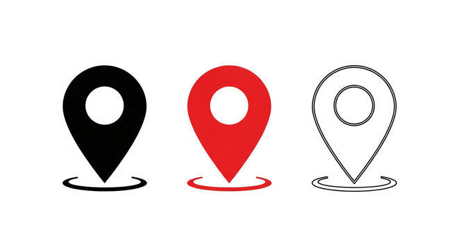 Set of location pin icons simple flat vector design perfect for maps navigation apps and user interface elements - Powered by Adobe