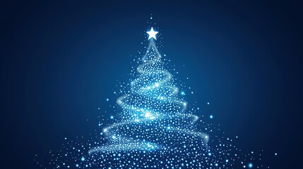 Blue Sparkling Particle Christmas Tree with Snowflakes