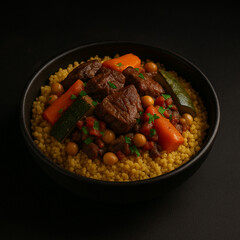 Traditional Moroccan Couscous with Lamb and Vegetables