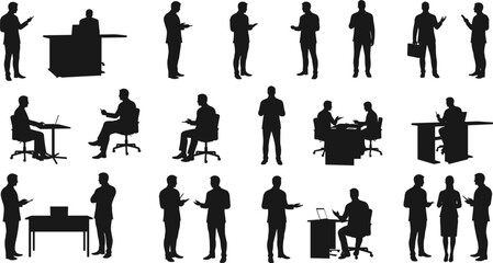 Business, office, teamwork, silhouette, professional, meeting, corporate, people, communication, workplace, laptop, desk, handshake, presentation, discussion, manager, employee, collaboration