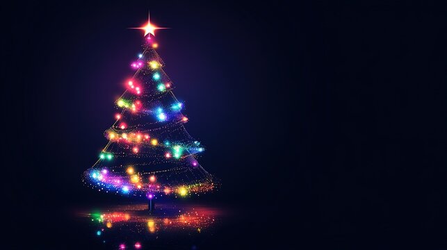 Gradient Light Trail Christmas Tree in Orange and Blue Tones