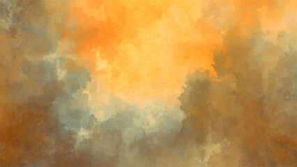 Abstract Orange and Blue Cloudy Texture with Warm Orange, Amber, and Cool Blue Tones. Fluid, Atmospheric Design with Dreamlike, Painterly Effect Reminiscent of Sky, Smoke, or Watercolor