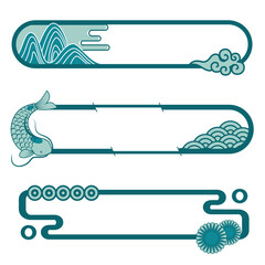 Eastern decorative frame collection, unique teal label graphics for luxury packaging, souvenir design and traditional cultural presentations