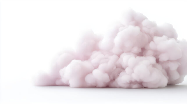 Fluffy pink cloud formation isolated on white background, creating soft and dreamy atmosphere - Powered by Adobe