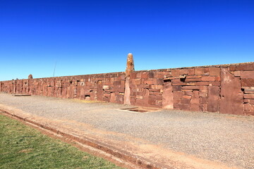 old stones at the Tiwanaku Tiawanacu Tiahuanaco ruin site, Bolivia