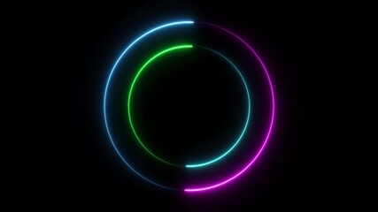 abstract neon circles with vibrant gradient colors on black background. neon circles - Powered by Adobe
