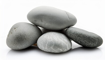 Pile Of Gray Pebble Or River Stones With Smooth Surface And Speckled Texture Isolated White Background Landscaping And Aquarium Decoration Material In Side View