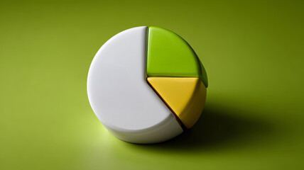 3D pie chart with green and yellow segments on a mild green background.