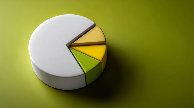 3D pie chart with green background and colored segments
