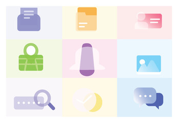 3d minimal glass icon set for website. Vector illustration.