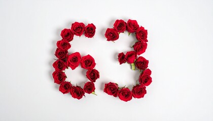 Obraz premium Number 63 made out of red roses with white background. Photo for birthday or anniversary party