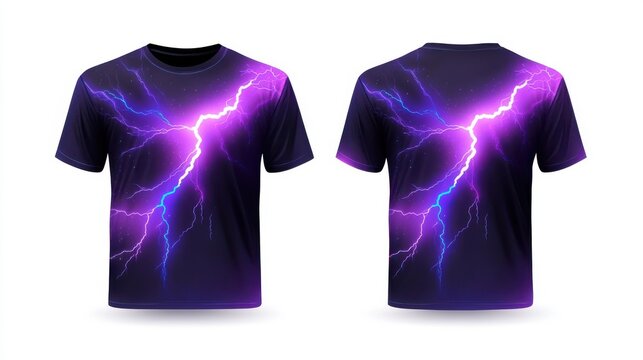 thunderstorm energy jersey with deep purple and electric blue lightning streaks, isolated on a white background - Powered by Adobe