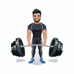 Strong man lifting weight isolated on white background with copy space