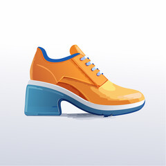 Stylish orange and blue shoe illustration on white background