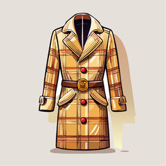Stylish plaid coat illustration fashion apparel design isolated on white