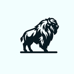 Minimalist Bison Logo on White Background Vector Icon Simple Geometric Animal Silhouette Clean Design for Branding
