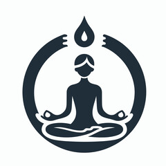 Yoga Meditative Logo on White Background Minimalist Zen Icon Vector