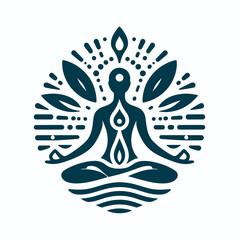 Yoga Meditative Logo on White Background Minimalist Zen Icon Vector