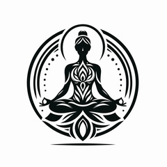 Yoga Meditative Logo on White Background Minimalist Zen Icon Vector