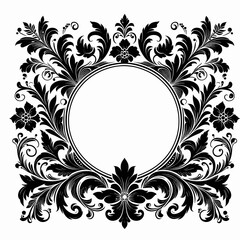 Elegant Decorative Floral Border, Black Ornamental Frame Design, Luxury Vector Illustration for Invitations & Prints