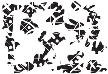 Unique abstract design featuring interlocking shapes in black and white on a light background showcasing modern artistic expression