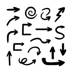 Dynamic hand drawn arrows point direction, guide choice, and signify progress in modern design