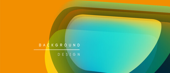 Abstract vibrant layers create dynamic visual effect. Orange, turquoise, green hues blend seamlessly. Modern design element for backgrounds.