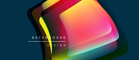 Abstract colorful layers create dynamic background. Vivid gradients blend, forming modern design element. Smooth transitions, bright hues.
