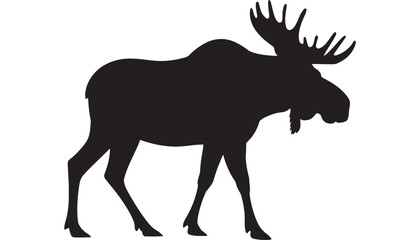 Obraz premium Moose silhouette vector illustration isolated on white background wildlife animal graphic for logo or design element