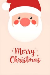 Cute Cartoon Santa Claus Face with Merry Christmas Greeting