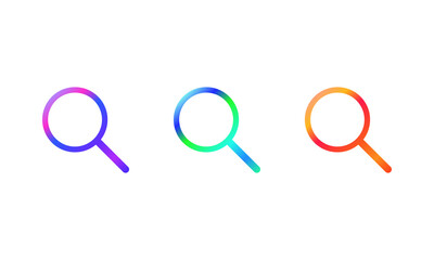 Glowing Search Icon PNG – Colorful Magnifying Glass Design for Digital Technology, App UI, Web Interface Concepts