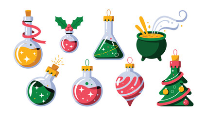 Magical Christmas Ornament Set: A collection of enchanting Christmas ornaments, each infused with a touch of magic, holiday spirit, and yuletide charm, evokes a sense of wonder and joy.