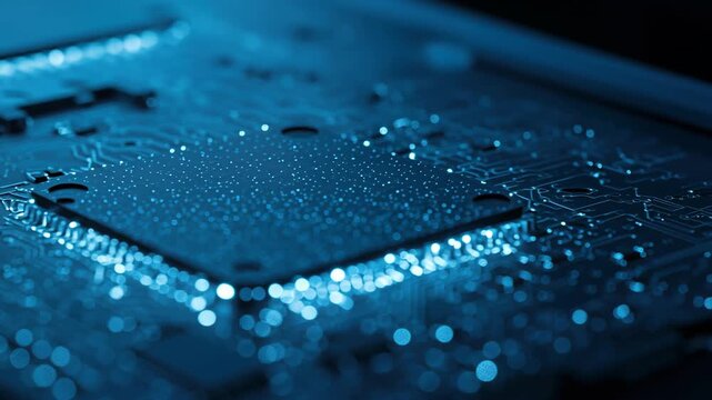 Close up of a computer processor on circuit board