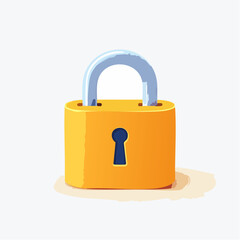 Yellow padlock illustration security concept isolated on white background