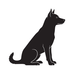 Silhouette of a dog sitting isolated on white background