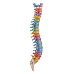 Obraz premium Color-Coded Anatomical Spine Diagram for Medical Study