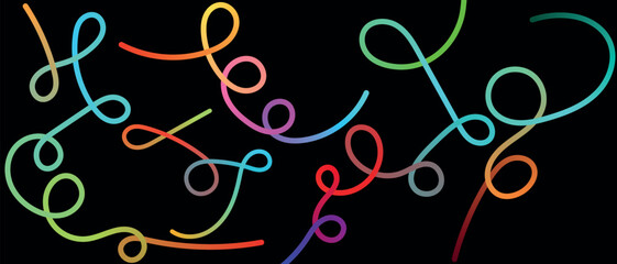 Colorful abstract swirls and line art background