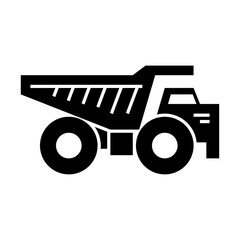 Dump truck glyph icon. construction vehicle illustration.