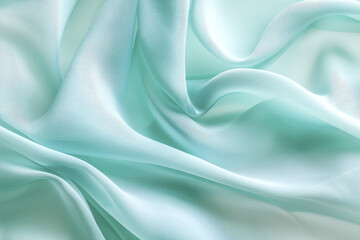 Soft, flowing fabric texture in light mint green color creates serene and elegant atmosphere