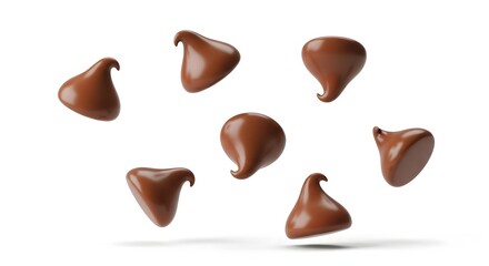 Delicious chocolate chips floating, ready for baking and sweet dessert creations today