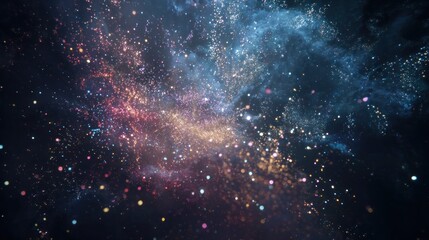 Fototapeta premium Cosmic explosion of stars and galaxies outer space digital art nebula environment wide-angle view astronomical concepts