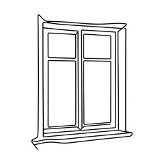 Window Frame and Pane Continuous Line Drawing, Minimalist Single Stroke Outline of Home Aperture, Simple Hand Drawn Illustration for Light and View