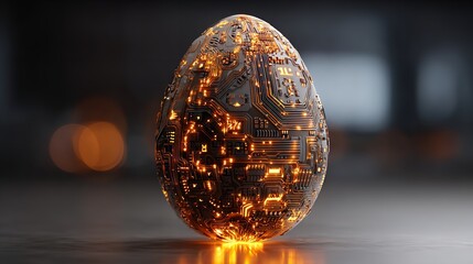Futuristic Cyberpunk Egg: Digital Circuitry and Glowing Tech Embedded for an Easter Egg.