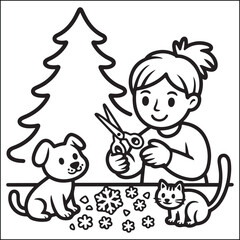 Cozy Girls season black and white coloring pages